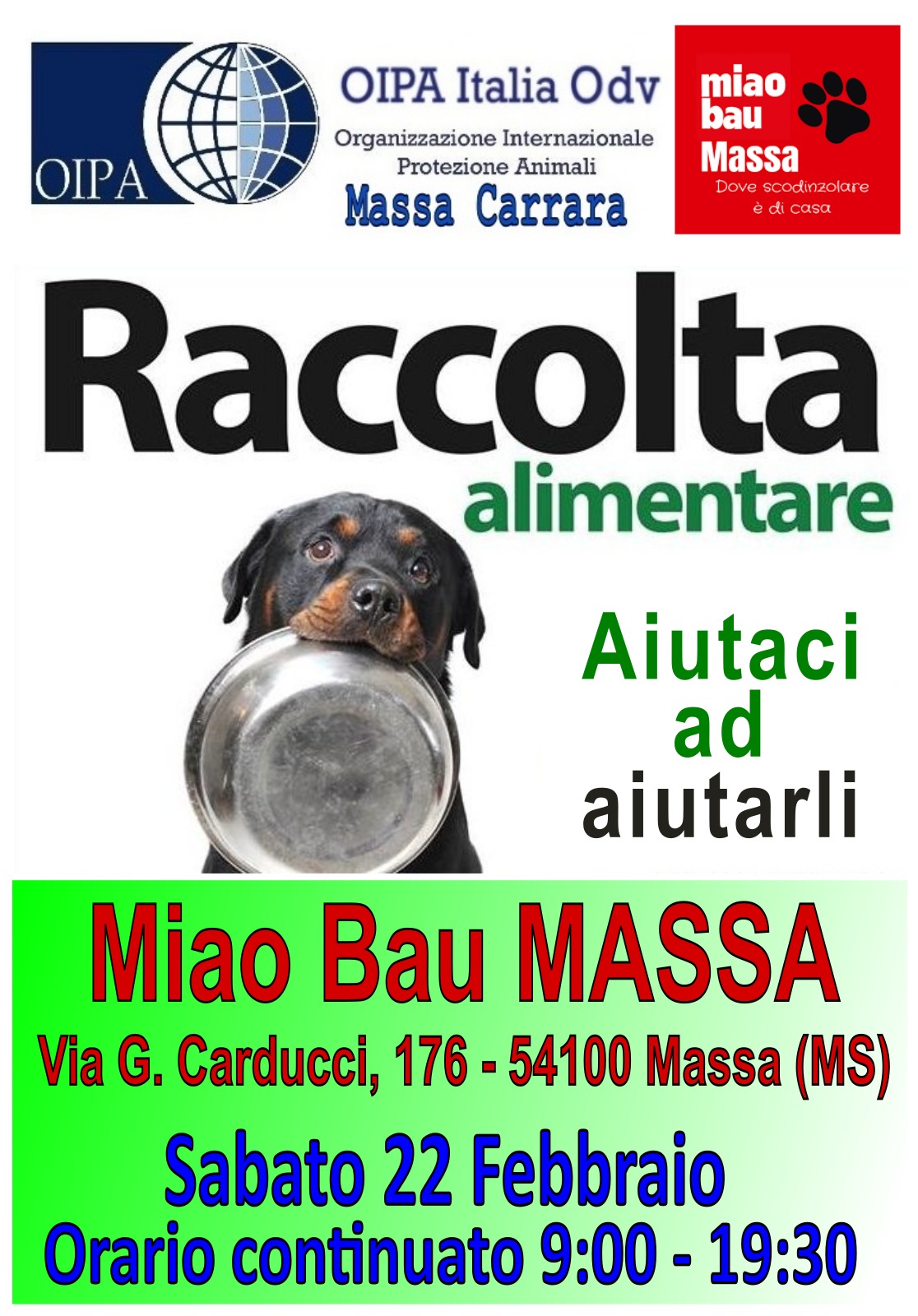 Massa (MS) – Raccolta alimentare per gli amici a 4 zampe