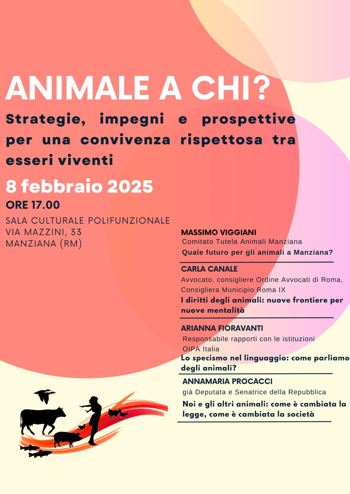 Manziana (RM) “Animale a chi? Strategia impegni e prospettive per una convivenza rispettosa tra esseri viventi”