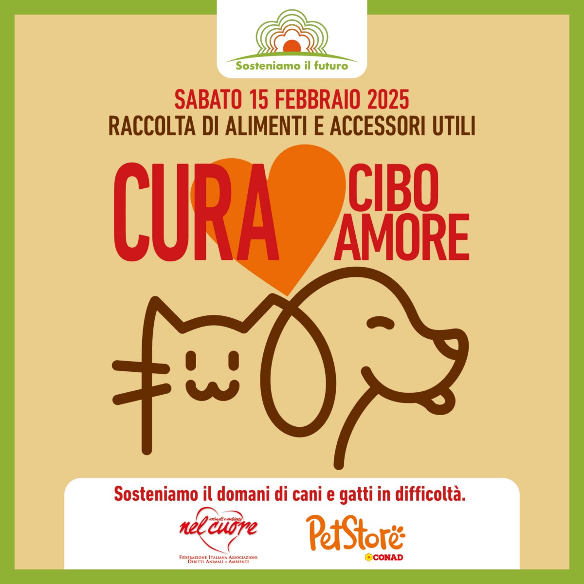 Cure, cibo e amore: raccolta di alimenti e accessori utili per cani e gatti in difficoltà